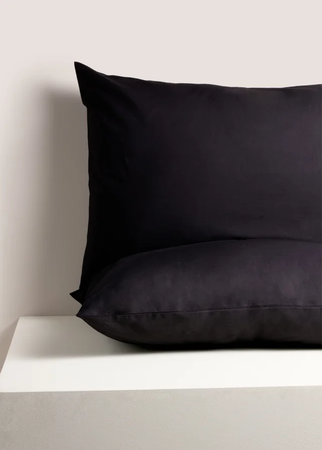 2 Pack Black Cotton Housewife Pillowcases