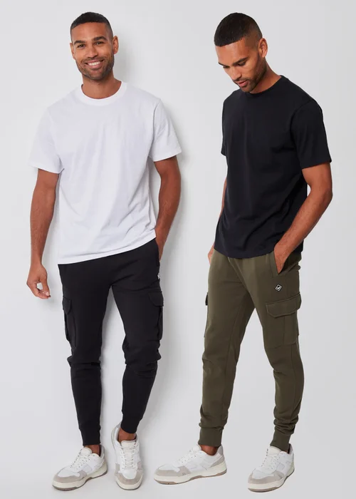 Threadbare Black 2 Pack Cargo Style Joggers - 2XL Image 1