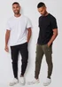 Threadbare Black 2 Pack Cargo Style Joggers - 2XL Image 1