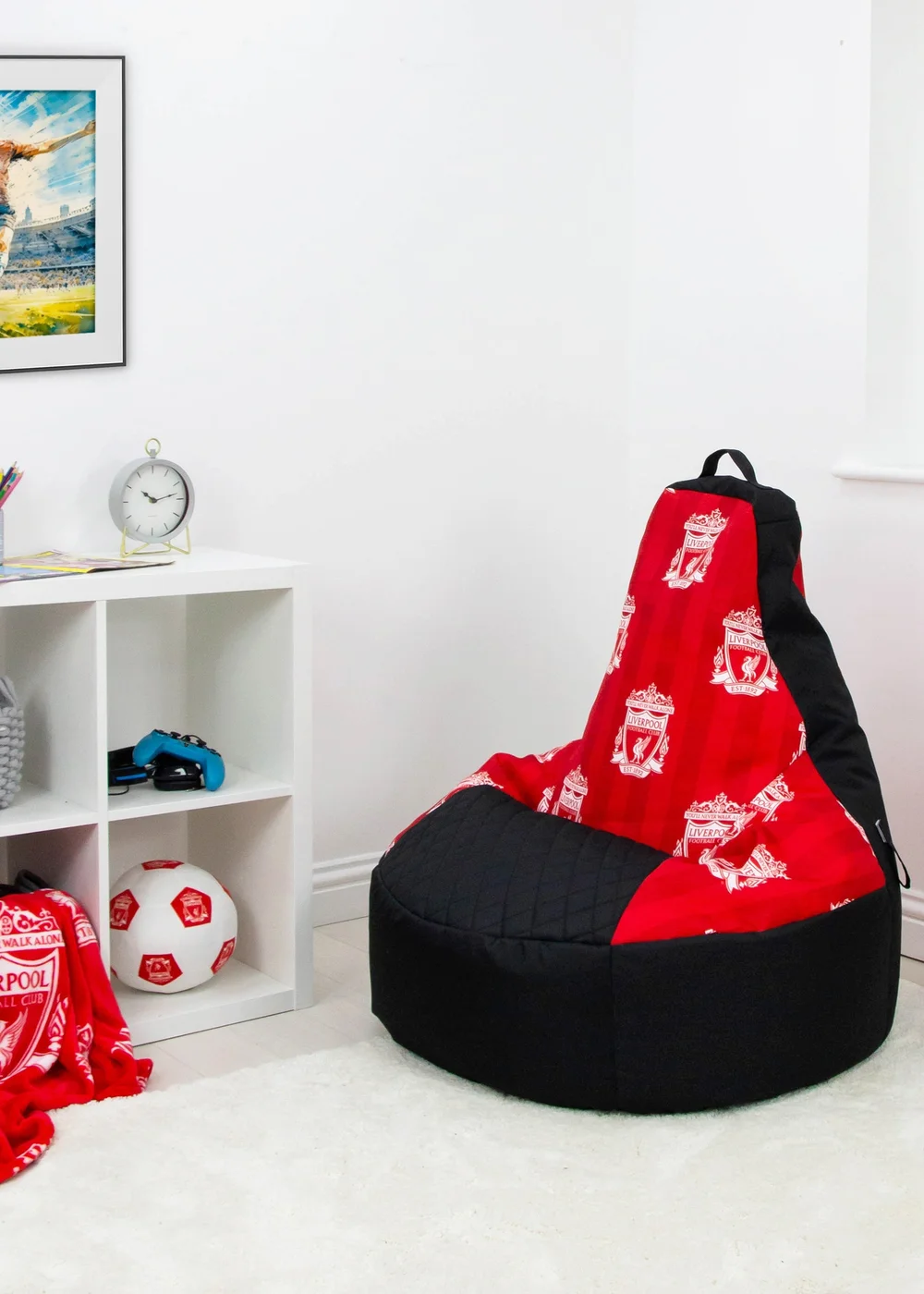 Liverpool High Back Red Lounging Gaming Bean Chair - One Size Image 1