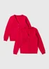 2 Pack Girls Red V-Neck Sweat Cardigans (3-13yrs) - Age 4 Years Image 1
