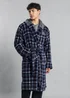 Tokyo Laundry Navy Hooded Check Dressing Gown - Large Image 1
