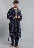 Tokyo Laundry Navy Hooded Check Dressing Gown - Large Image 3