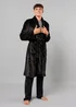 Tokyo Laundry Black Plush Shawl Collar Dressing Gown - Large Image 3