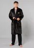 Tokyo Laundry Black Plush Shawl Collar Dressing Gown - Large Image 1