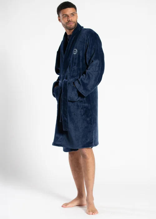 Tokyo Laundry Blue Plush Shawl Collar Dressing Gown - Medium Image 2