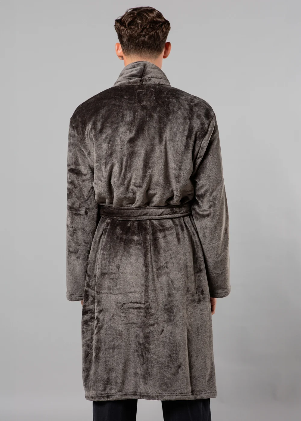 Tokyo Laundry Dark Grey Plush Shawl Collar Dressing Gown - Medium Image 2