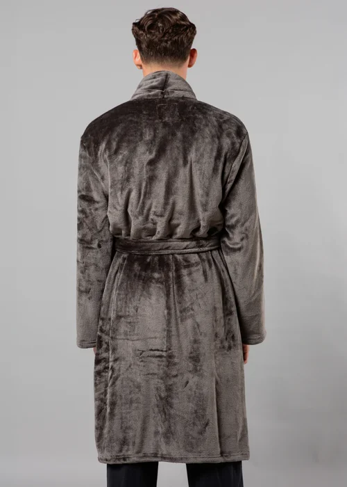 Tokyo Laundry Dark Grey Plush Shawl Collar Dressing Gown - Medium Image 2