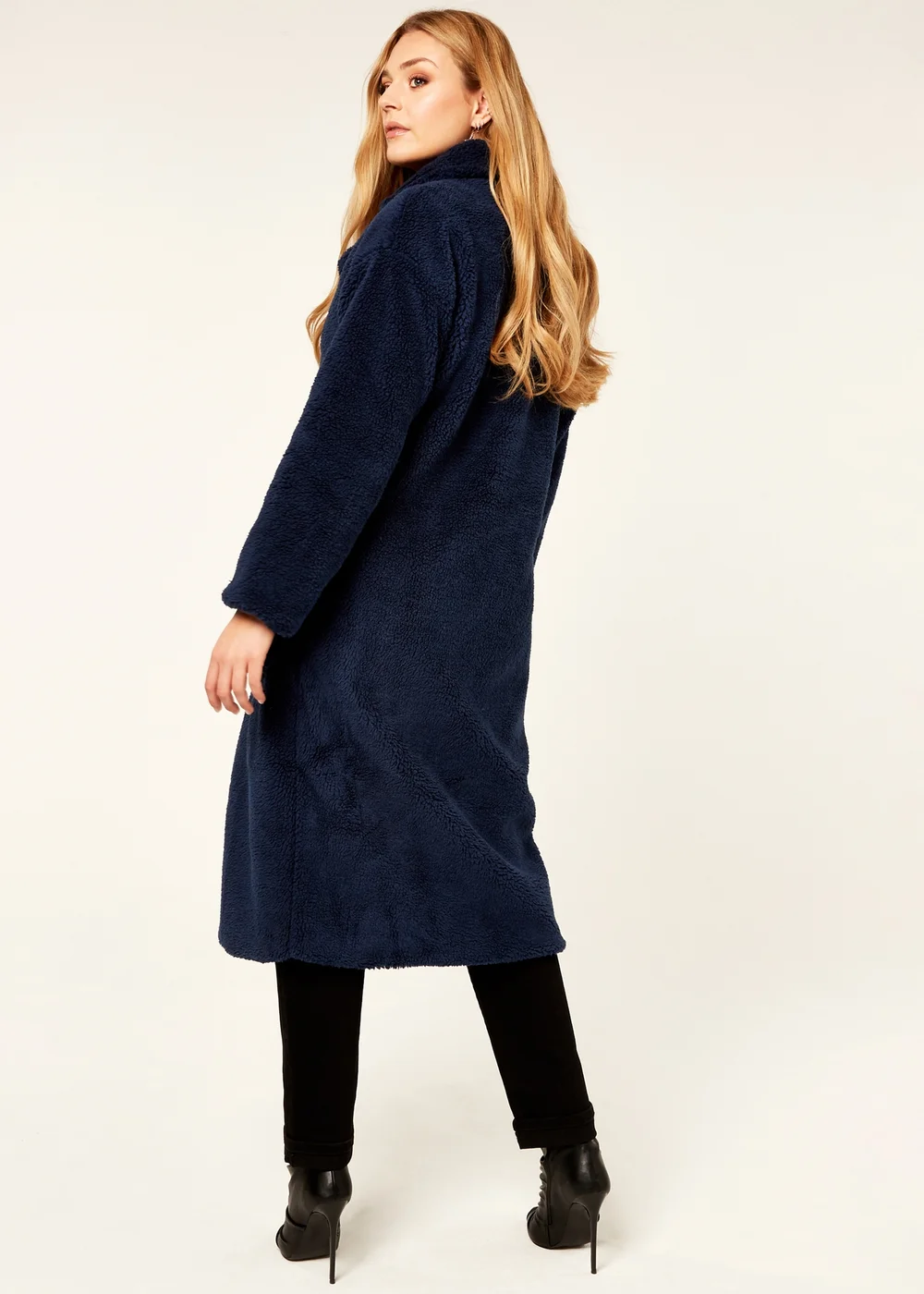 Gini London Navy Longline Teddy Coat - S/M Image 2