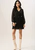 Gini London Black Pleated Longsleeve Wrap Mini Dress - 8 Image 1
