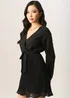 Gini London Black Pleated Longsleeve Wrap Mini Dress - 8 Image 4