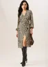 Gini London Beige Geo Print Assymetric Hem Wrap Midi Dress - 8 Image 1