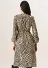 Gini London Beige Geo Print Assymetric Hem Wrap Midi Dress - 8 Image 2