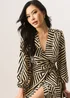 Gini London Beige Geo Print Assymetric Hem Wrap Midi Dress - 8 Image 3