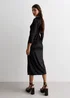 Gini London Black Velvet Wrap Top Skater Midi Dress - 10 Image 2
