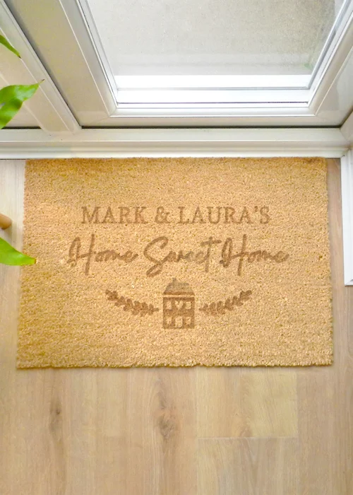 Personalised Memento Company Home Sweet Home Rectangle Brown Indoor mat - One Size Image 1