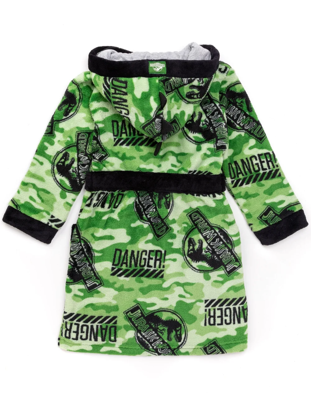 Vanilla Underground Jurassic World Boys Green Camo Logo Print Bathrobe (4 - 12 Years) - Age 7-8 Years Image 2