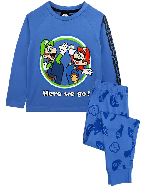 Vanilla Underground Nintendo Boys Blue Mario & Luigi Pyjama Set (5 - 14 Years) - Age 9-10 Years Image 1