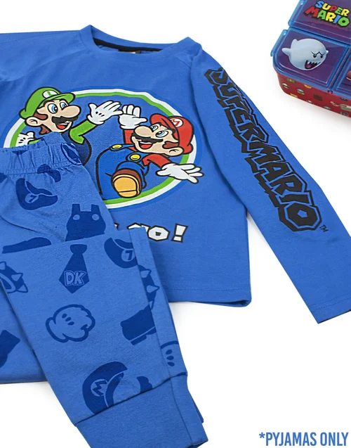 Vanilla Underground Nintendo Boys Blue Mario & Luigi Pyjama Set (5 - 14 Years) - Age 9-10 Years Image 3