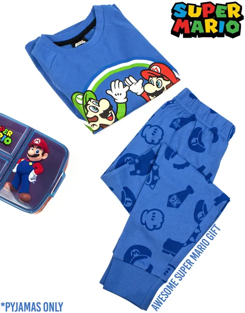 Vanilla Underground Nintendo Boys Blue Mario & Luigi Pyjama Set (5 - 14 Years) - Age 9-10 Years Image 4