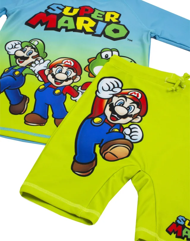Nintendo Boys Blue Mario & Luigi 2 Piece Swim Set (3-12yrs)