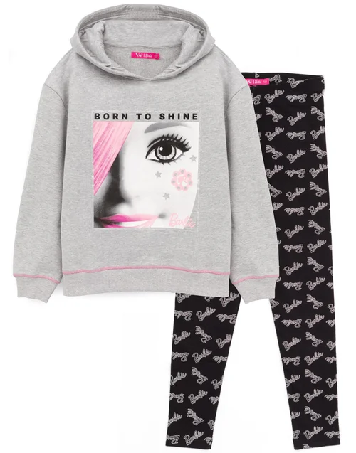 Vanilla Underground Barbie Girls Grey Hoodie and Legging Set (3-12 Years) - 11-12 Yrs Image 1