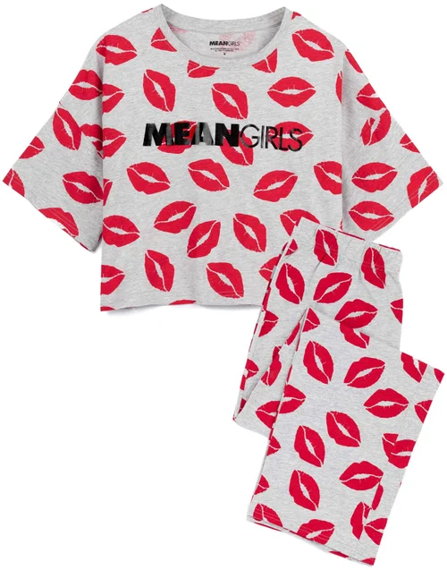 Mean Girls Grey Short Sleeve Long Leg Pyjama Set - Small Image 1