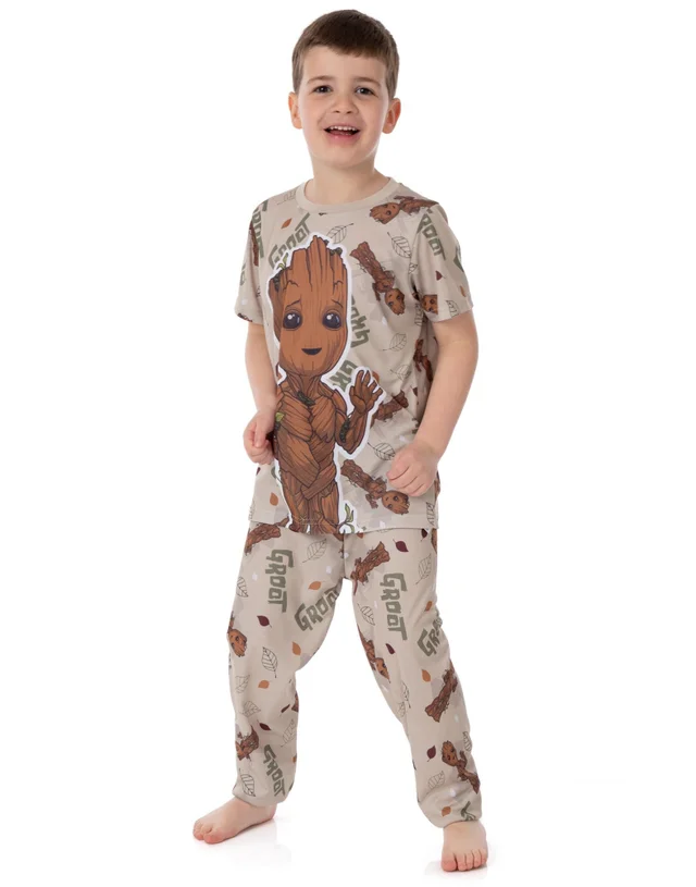 Vanilla Underground Marvel Unisex Kids Brown Short Sleeve Long Leg Pyjama Set (2 - 10 Years)