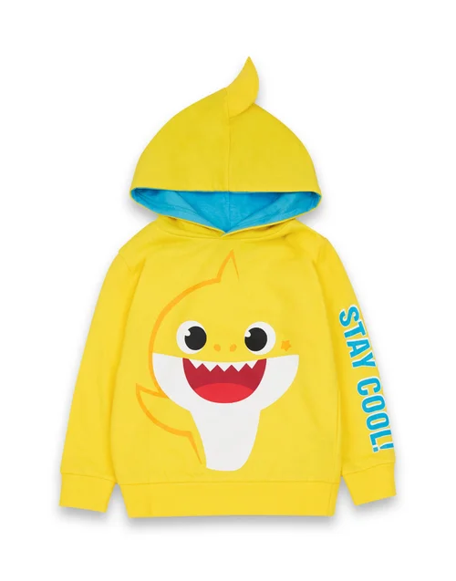 Vanilla Underground Baby Shark Unisex Kids Yellow Stay Cool Hoodie (12 Months-6 Years) - 3-4 Yrs Image 1