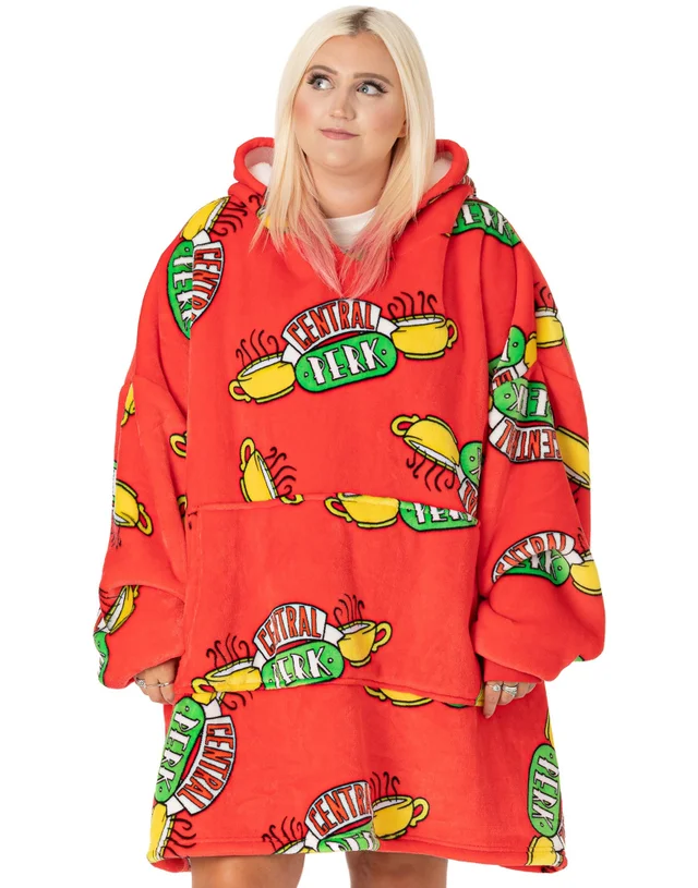 Vanilla Underground Friends Unisex Red Central Perk Logo Blanket Hoodie