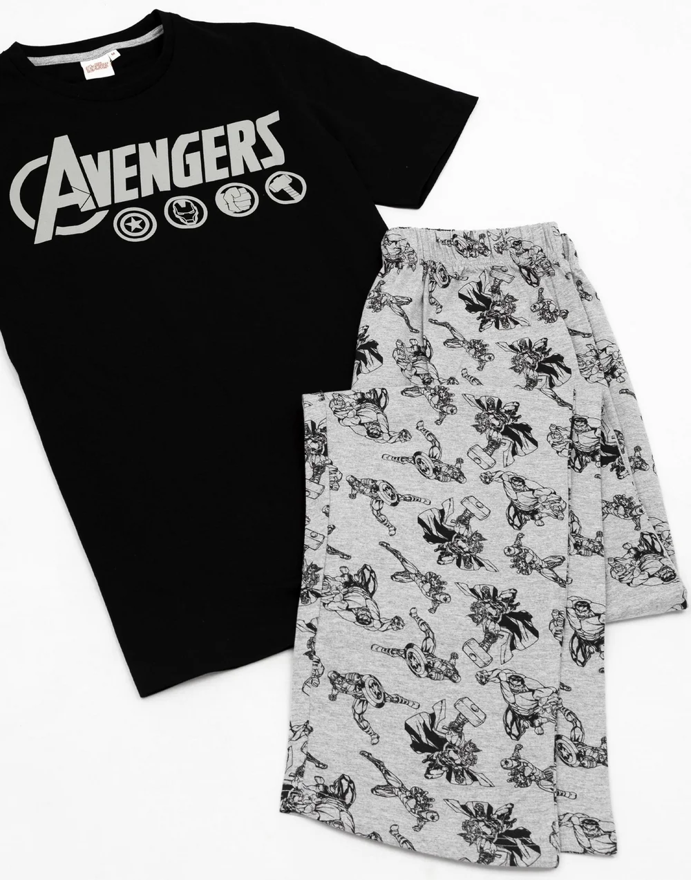 Vanilla Underground Marvel Mens Black Logo Short Sleeve Long Leg Pyjama Set - XXL Image 2