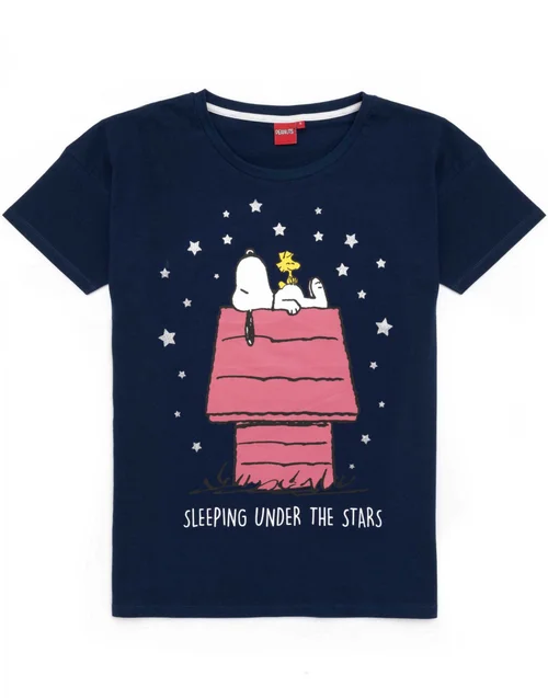 Peanuts Blue Snoopy Short Sleeve Long Leg Pyjama Set - Medium Image 2