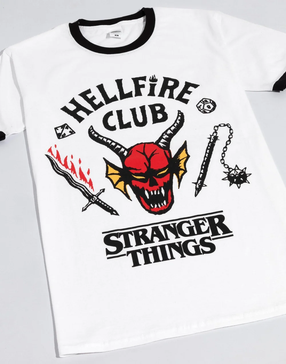 Vanilla Underground Stranger Things Mens White Hellfire Club Logo T-Shirt - 3XL Image 2