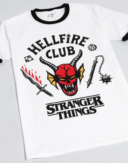 Vanilla Underground Stranger Things Mens White Hellfire Club Logo T-Shirt - 3XL Image 2