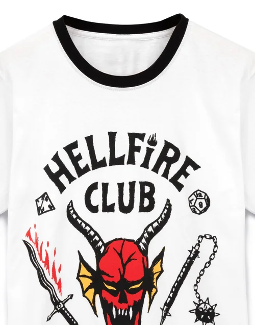 Vanilla Underground Stranger Things Mens White Hellfire Club Logo T-Shirt - 3XL Image 3