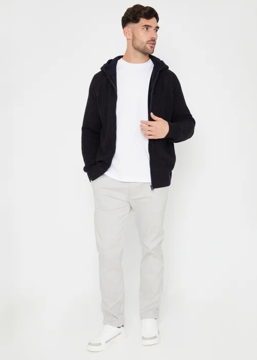 Threadbare Navy Zip-Up Knitted Hoodie with Microfleece Lining - Extra Large Image 4