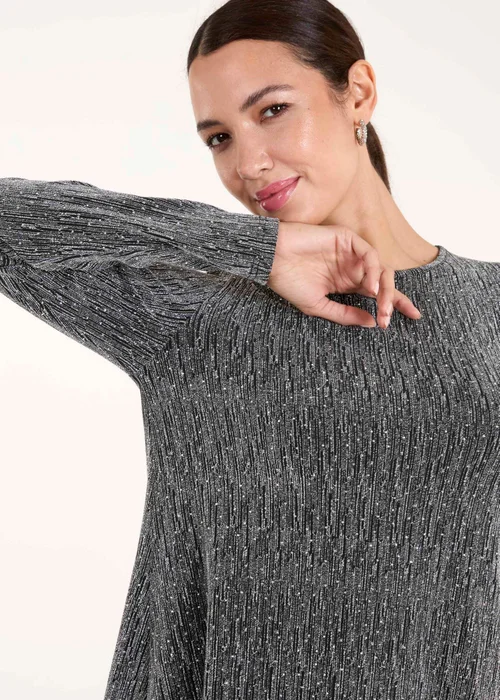 Blue Vanilla Silver Metallic Diamante Swing Dress - L Image 4