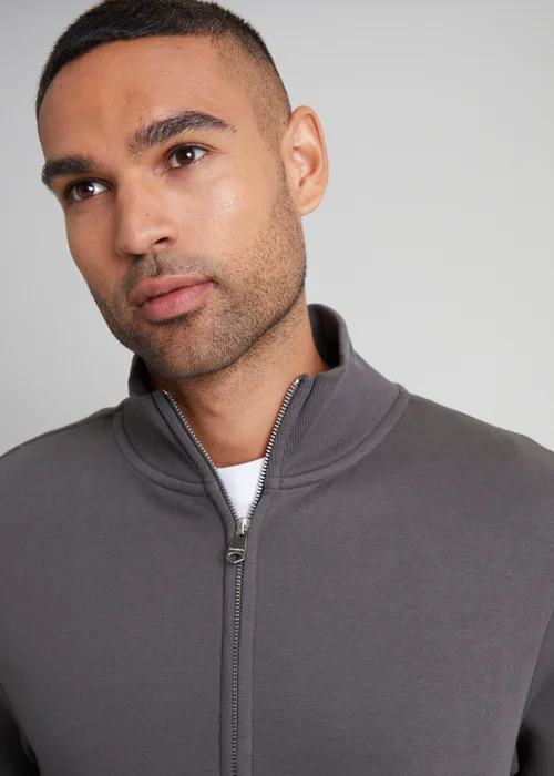 Threadbare Dark Grey Funnel Neck Zip Through Sweatshirt - 2XL Image 3