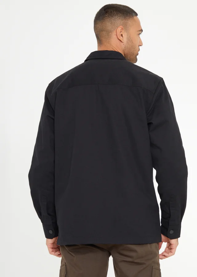 Threadbare Black Relaxed Fit Cotton Twill Button Up Shacket