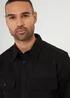 Threadbare Black Relaxed Fit Cotton Twill Button Up Shacket - L Image 4