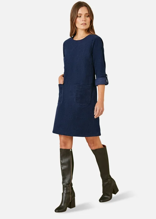 Yumi Navy Cord Tunic Dress With Patch Pockets - 16 Image 2