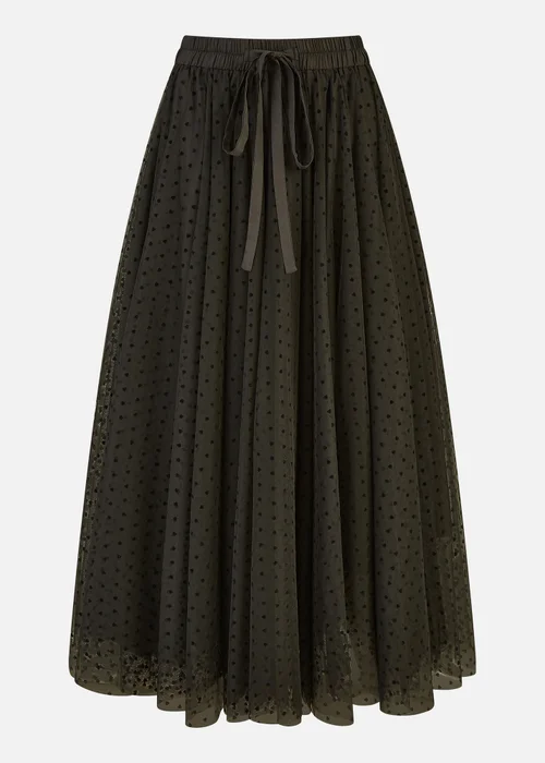 Yumi Black Mesh Heart Print Tulle Skirt - Size 10 Image 3