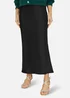 Yumi Black Satin Midi Skirt - Size 14 Image 2
