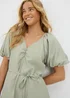 Sage Green Tie Waist Mini Dress - Size 26 Image 3