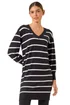 Roman Black Stripe V-Neck Knit Jumper Dress - Size 12 Image 1