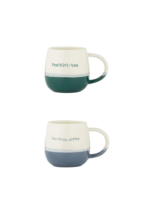 Price & Kensington Slogan Mugs Blue and Green - One Size Image 1