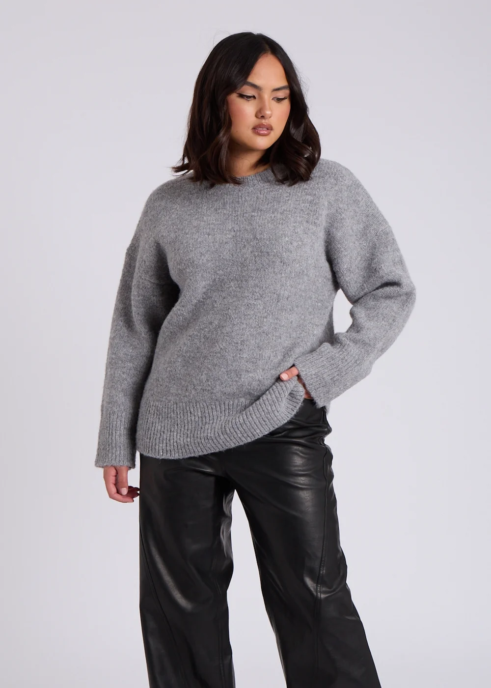 Urban Bliss Grey Wool Blend Jumper - Medium Image 1
