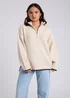 Urban Bliss Cream Contrast Half Zip Jumper - Small Image 1