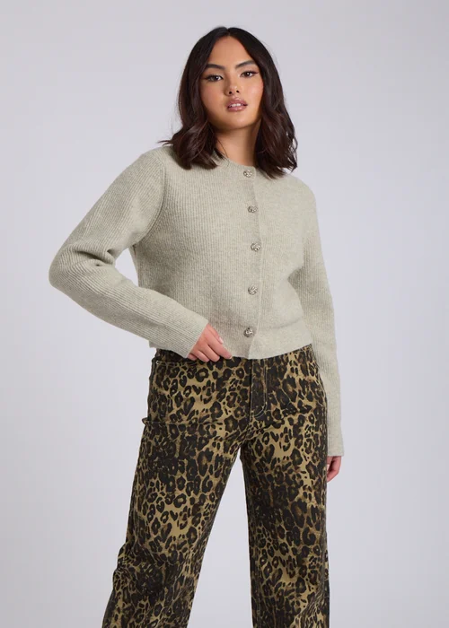 Urban Bliss Sage Floral Button Cardigan - Small Image 1