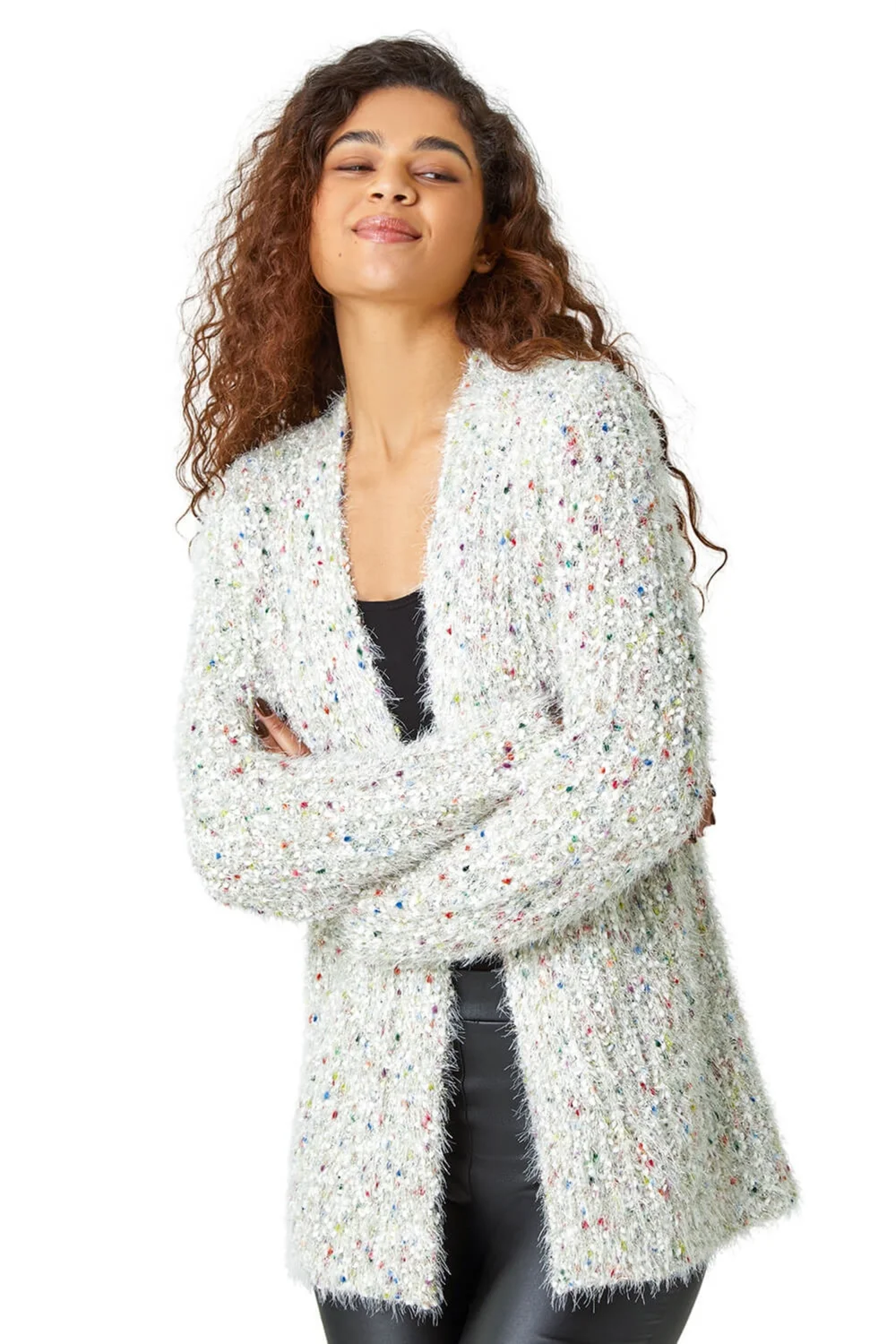 Roman Natural Fluffy Sparkle Cardigan - Size 20 Image 1